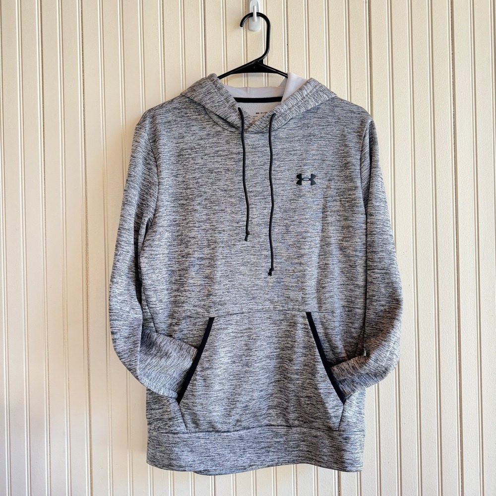 Under Armour‎ Mens Grey Space Dye Heathered Loose Fit Hoodie Sweatshirt SMALL